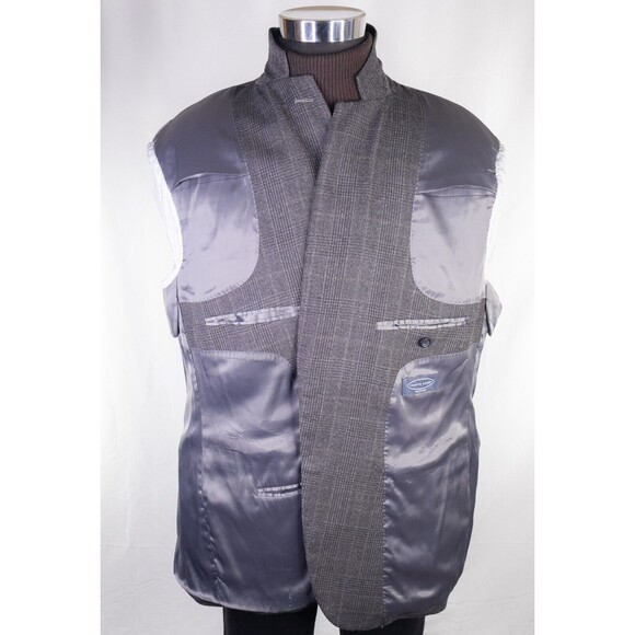 Pronto Uomo Men's Sport Coat Blazer Jacket Two Button Plaid Brown Wool 50R EUC - Picture 9 of 13